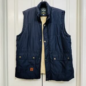 Cool Choice Authentic Outdoor Fleece Fur Lined Puffer Navy Vest Size X-Large
